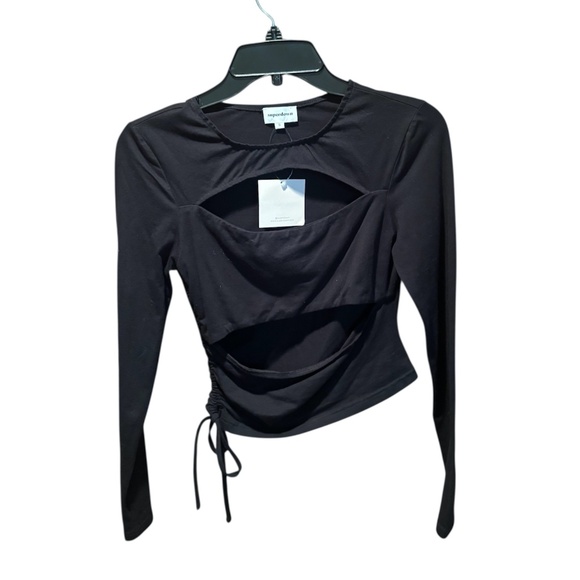 Superdown Long Sleeve Cutout Top Black Small NWT - Picture 1 of 6